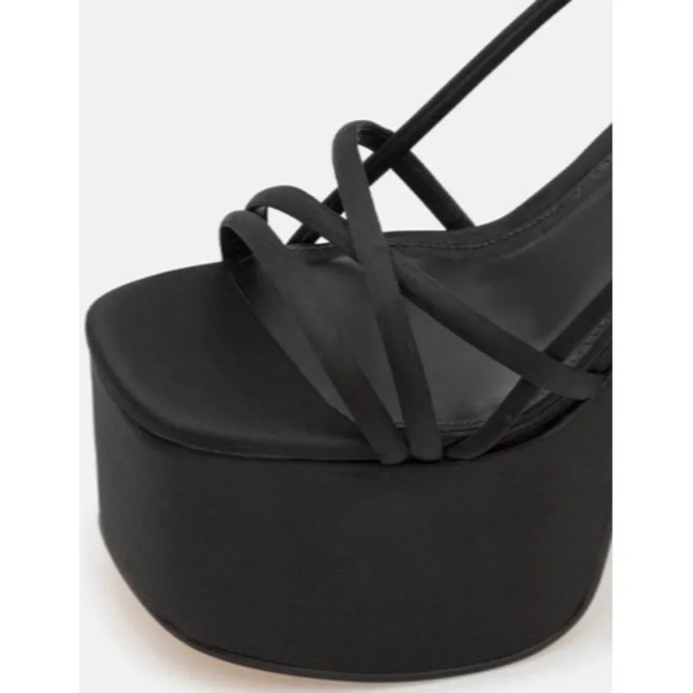 Cult Gaia Moriah Platform High Block Heel Sandal Black Size 7 New In Box - Picture 9 of 16